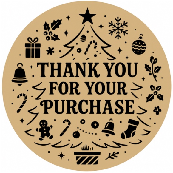Thank You For Your Purchase Christmas Stickers 2" ROUND LABEL NEW - Picture 5 of 10